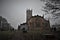 Deserted church and Gothic graveyard, in the bleakness of winter.