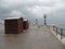 Deserted city beach in Bari, Italy, on a rainy day