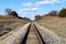 deserted empty rural train tracks transportation railway countryside transport rails nature mountain hillside