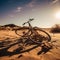 Deserted Journey: Abandoned Bicycle in the Arid Sands