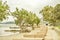 Deserted landscape with sea beach on the Mirabello Bay, Crete