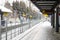 Deserted Light Rail Station on a Snowing Day