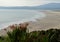 Deserted long stretch of coastal beach