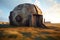 deserted missile silo with its rusty door ajar