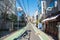 Deserted narrow street in a residential district in Tokyo, Japan, on a sunny day