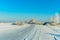 Deserted rural road. Winter morning