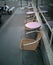 Deserted street cafe. Free cafe tables and chairs.