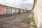 Deserted street with garages