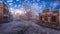 Deserted street in an old wild western town with wooden buildings. 3D rendering