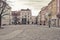 Deserted streets of the European city depressive effect