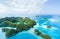 Deserted tropical paradise islands from above, Palau