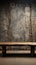 Deserted wooden plank, contrasts against grunge concrete wall background, artful composition