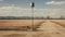 Desertpunk-inspired Realist Landscape: Oversized Light Pole In An Empty Field