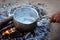 Desi chai tea making in village of india.
