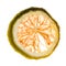 Desiccated citrus slice on white background