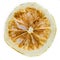 Desiccated citrus slice on white background