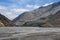 The desiccated riverbed of Kali Gandaki River, against the backdrop of the Himalayan mountains.