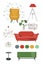 design 1960. mid century modern furniture. vector elements set.