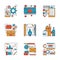 Design agency services line icons set