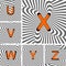 Design alphabet letters from U to Z. Striped wavin