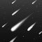 Design background with bright light falling stars, comets, meteors or meteorites