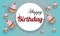 Design background Happy Birthday with yummy cupcake. vector illustration.