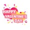 Design banner for Valentine`s day. Modern symbol with geometric particles for happy Valentine`s day holiday. Pink and
