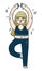 Design banner with yoga blonde girl. Poster with cartoon character of a woman. Plu size girl with scar in sports wear