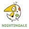 Design of bird and nightingale logo. Collection of bird and small icon for stock.