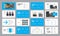 Design of blue and white presentation slides with arrows and squares, for annual report and web slides for marketing