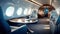 design blurred business jet interior