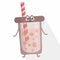 Design of boba drink in a soft colour background for any template and social media post