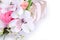Design Bouquet of pink and white blooming flowers