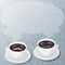Design business concept Empty copy space modern abstract background Sets of Cup Saucer for His and Hers Coffee Face icon
