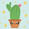 Design of cactus and stars in a soft and colour background for any template and social media post