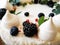 Design cake with white cream and blueberries