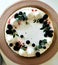 Design cake with white cream and blueberries