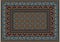 Design carpet with ethnic ornament of blue patterns and motley center