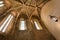 Design of ceiling and walls with lantern inside the ancient Gothic building of old church