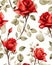 Design Closeup of a Red Rose on Furniture Sheet with Romanticism