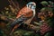 Design of colorful American Kestrel bird the Jungle