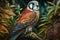 Design of colorful American Kestrel bird the Jungle