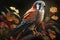 Design of colorful American Kestrel bird the Jungle