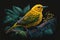 Design of colorful Yellow Warbler bird in the Jungle