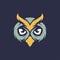 Design concept logo - Colorful concentrated wise owl template in vintage style