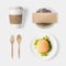 Design concept of mockup burger, salad and coffee set isolated o