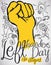 Design with Doodles around a Fist to Celebrate Left-handers Day, Vector Illustration