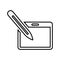Design, draw, tablet outline icon. Line art vector