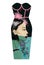 Design dress with Japanese face girl, flowers and koi fish. Vector illustration.