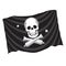 Design element decorative pirate flag with skull and two crossed cast iron guns. Icon, icon. Vector image